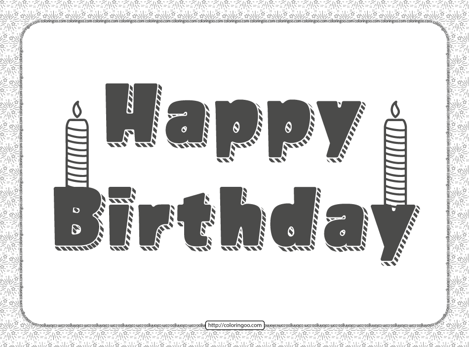 happy birthday text pdf coloring page