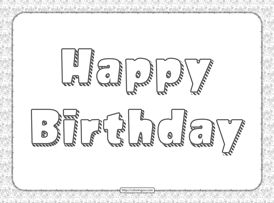 Happy Birthday Text Pdf Coloring Pages