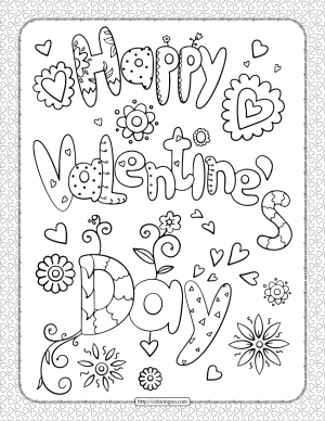Happy Valentine's Day Pdf Coloring Page