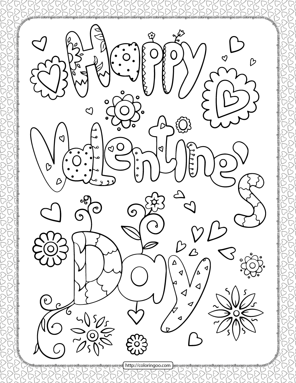 Happy Valentine's Day Pdf Coloring Page