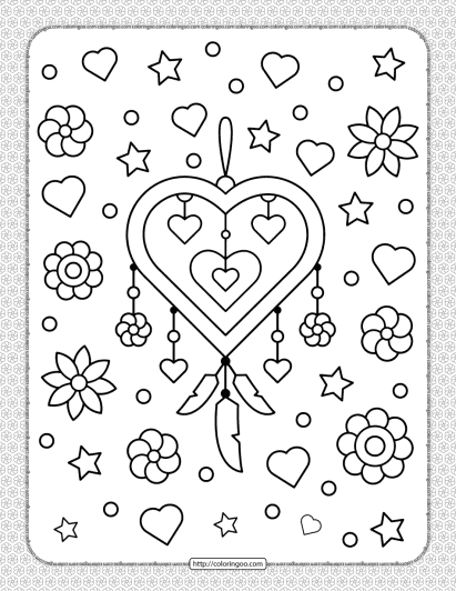 heart shaped dream catcher coloring page