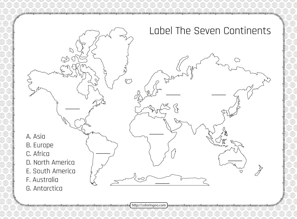 label the seven continents pdf worksheet 1