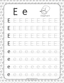 printable dotted letter e tracing pdf worksheet