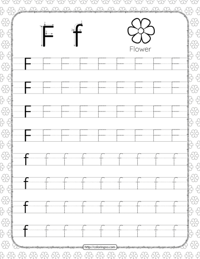 printable dotted letter f tracing pdf worksheet