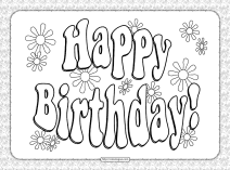 printable happy birthday text coloring pages