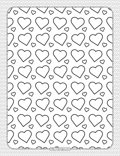 printable hearts coloring page