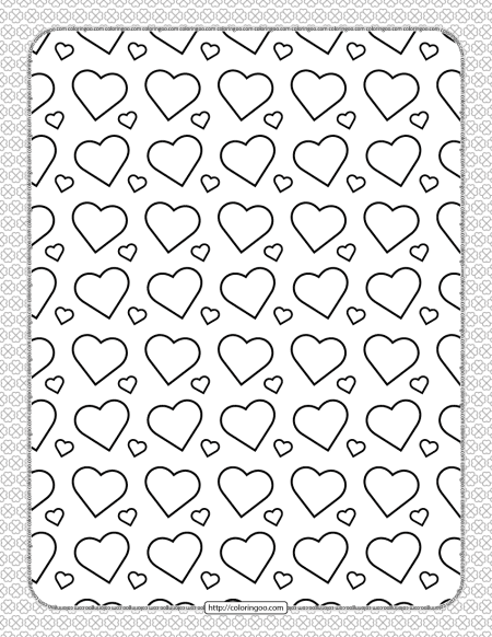 printable hearts coloring page