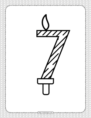 Seventh Year Birthday Candle Outline Coloring Page