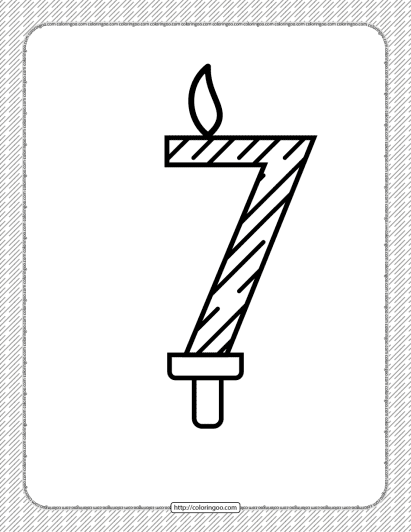 seventh year birthday candle outline coloring page