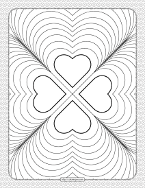 valentines day four hearts coloring page