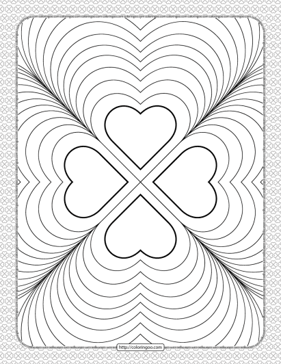 valentines day four hearts coloring page