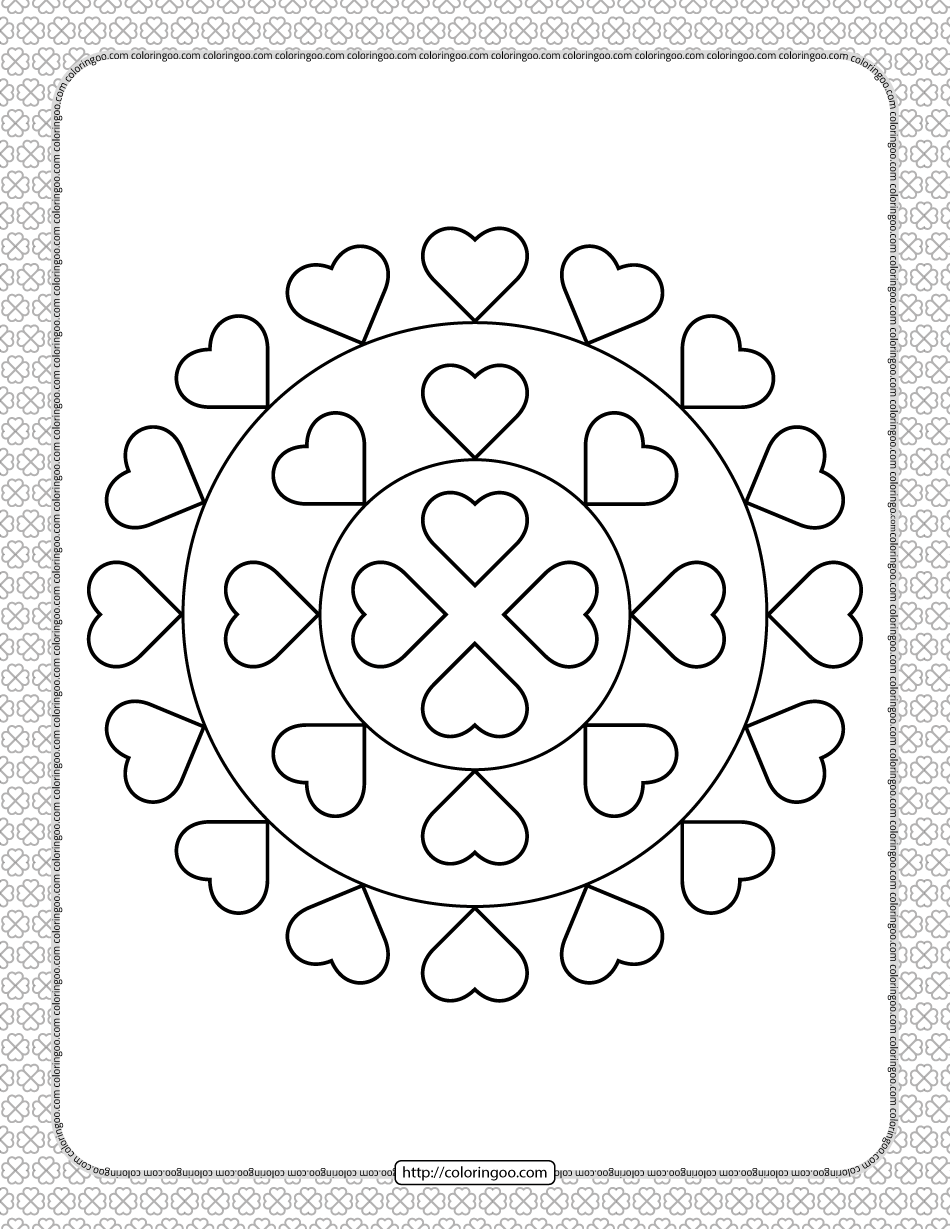 Valentine’s Day Hearts Coloring Page
