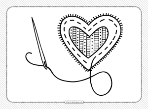 Valentine's Day Sewing Heart Coloring Page