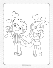 Printable Boy and Girl Valentine's Day Coloring Page