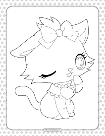 printable cute cat coloring page for girls