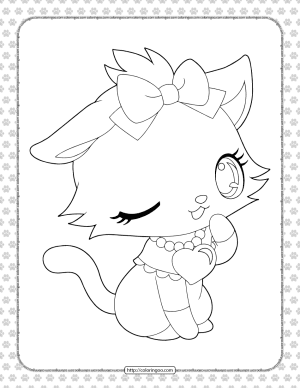 Printable Cute Cat Coloring Page for Girls