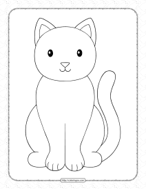 printable simple cat coloring page for kids