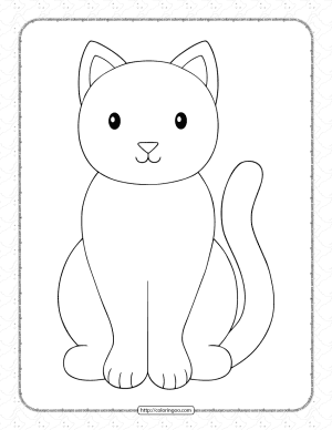 Printable Simple Cat Coloring Page for Kids