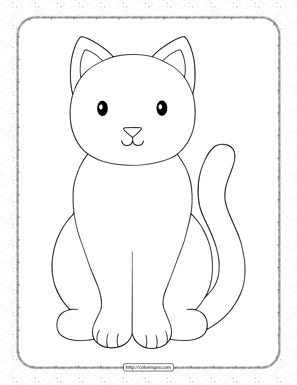 Printable Simple Cat Coloring Page for Kids - Free Printable Coloring