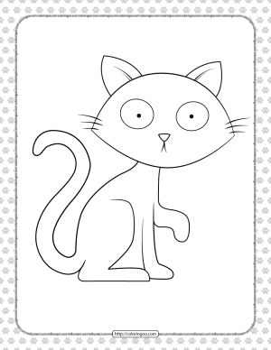 Printable Surprised Cat Coloring Page