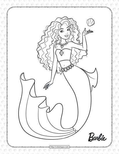 beautiful barbie mermaid coloring page