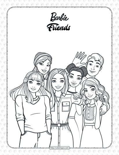 free printables barbie and friends coloring page