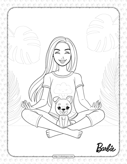 free printables barbie meditating coloring page