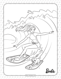 free printables barbie surfer coloring page