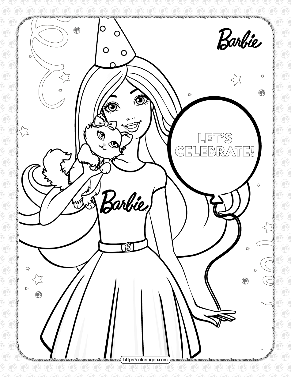 Free Printables Barbie’s Birthday Coloring Page