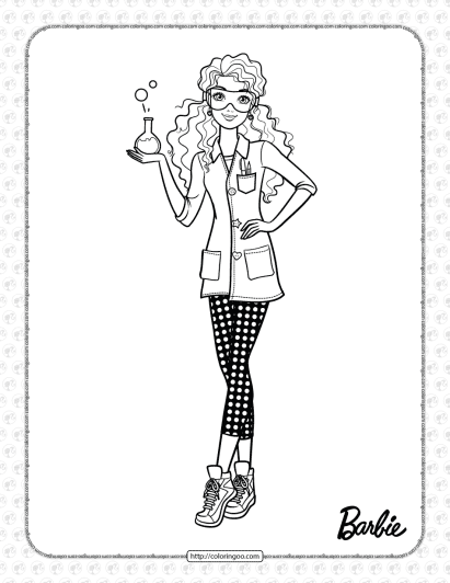 free printables scientist barbie coloring page