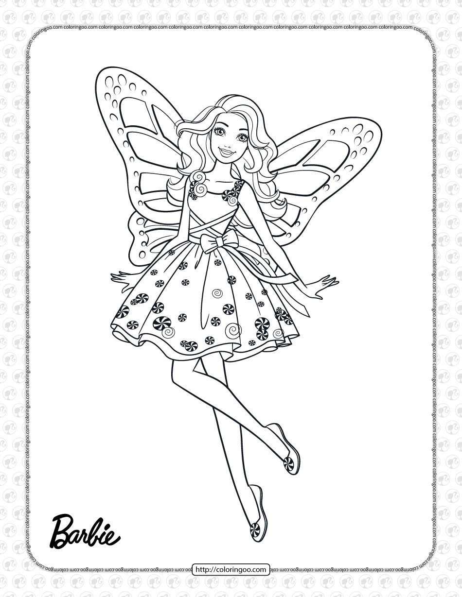 printable candy girl barbie coloring page