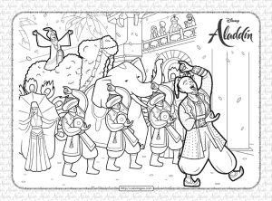 Printable Disney Aladdin and Genie Coloring Page