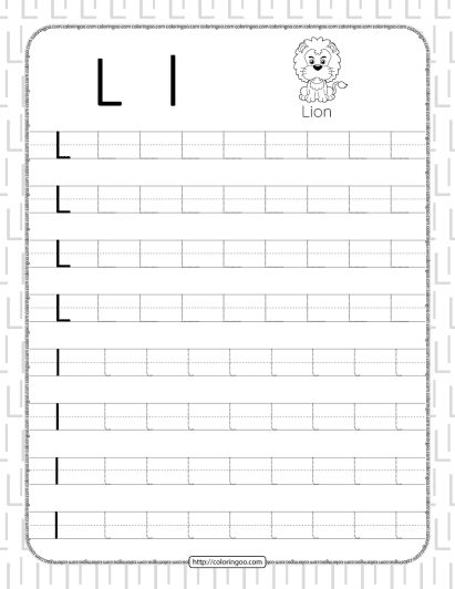 printable dotted letter l tracing pdf worksheet