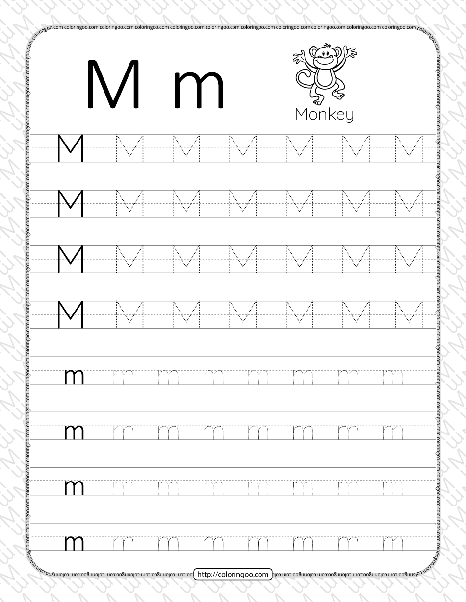 Printable Dotted Letter M Tracing Pdf Worksheet
