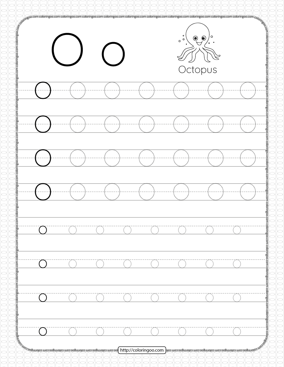 printable dotted letter o tracing pdf worksheet