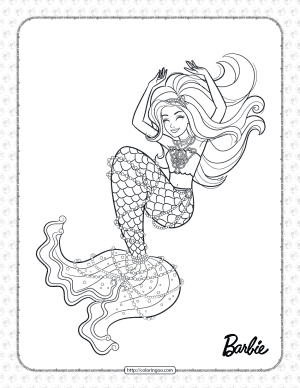 Printable Mermaid Barbie Coloring Page for Girls