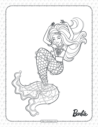 printable mermaid barbie coloring page for girls