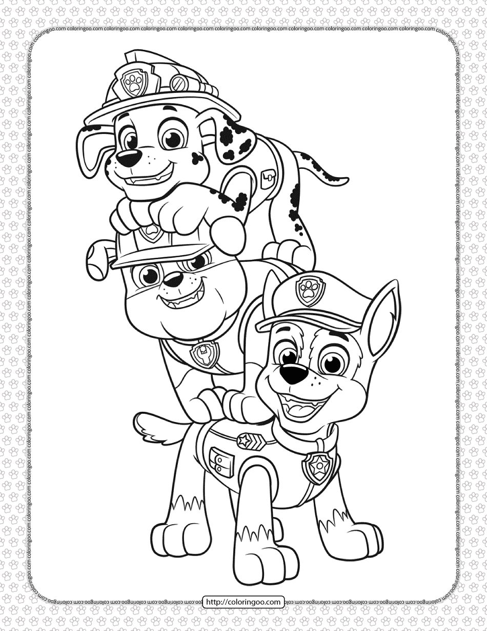 Printable Paw Patrol Pups Coloring Pages for Kids