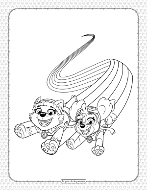 Printable Paw Patrol Skye and Everest Coloring Page