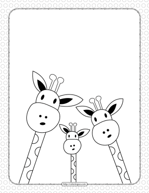 Printable Three Giraffe Coloring Page for Kids