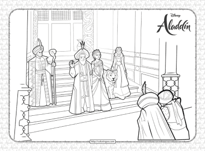 the sultan and princess jasmine coloring page