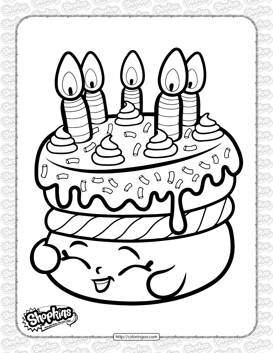 free printable shopkins cake wishes coloring page