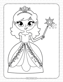 printable a princess with magic stick coloring page