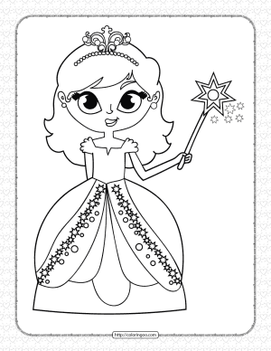 Printable a Princess with Magic Stick Coloring Page
