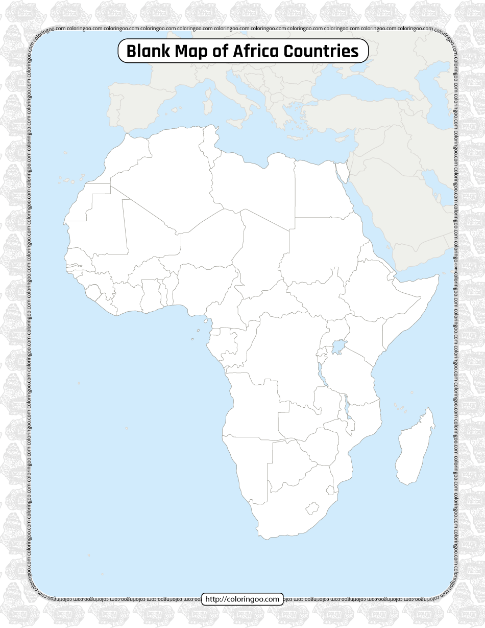 printable blank map of africa countries worksheet