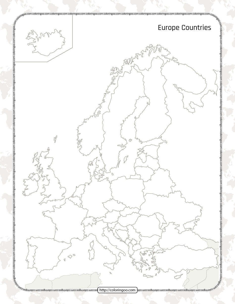 printable blank map of the europe countries worksheet