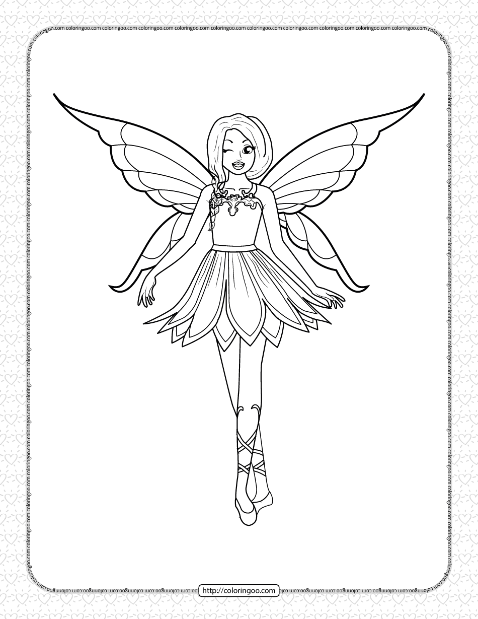 printable butterfly winged fairy coloring page