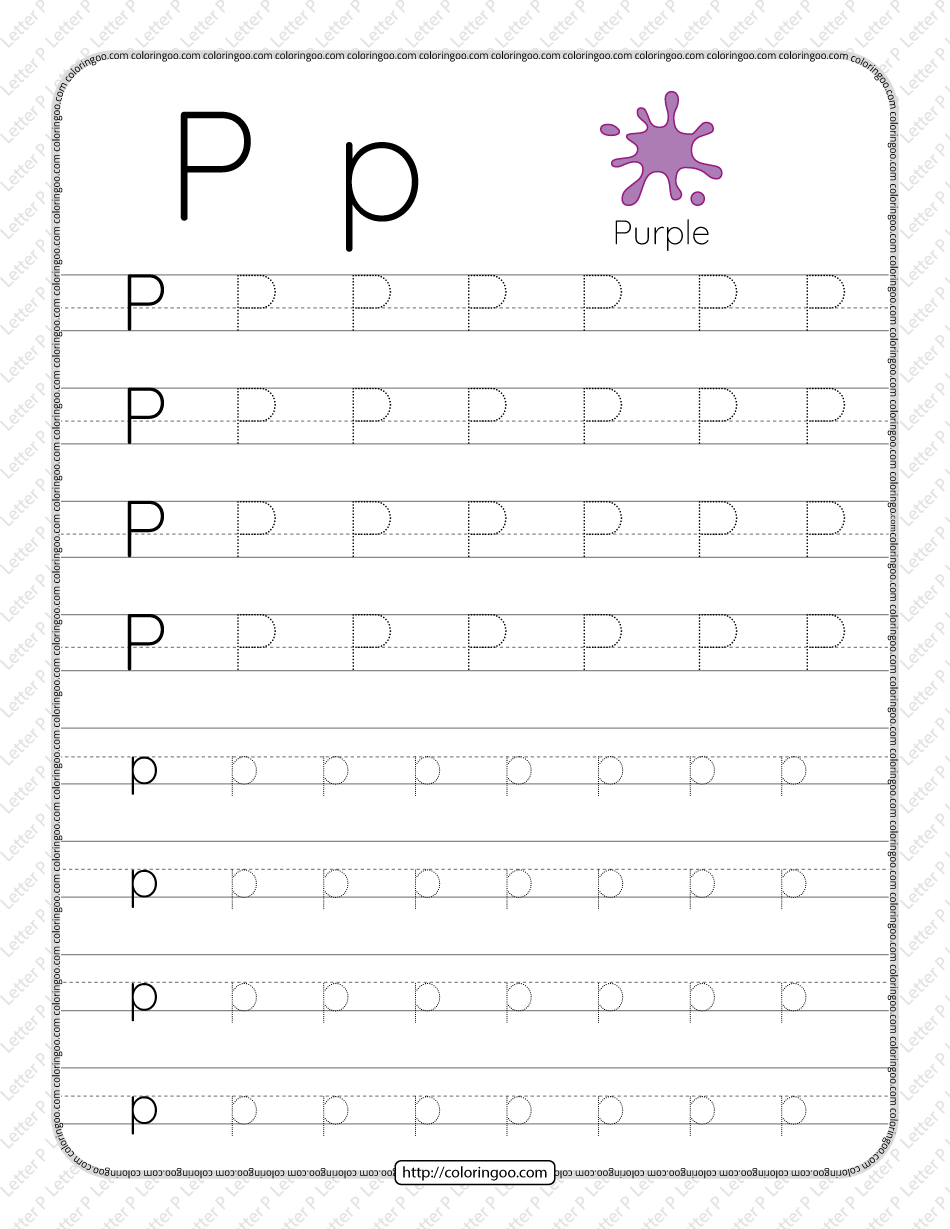 printable dotted letter p tracing pdf worksheet