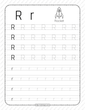 Printable Dotted Letter R Tracing Pdf Worksheet