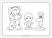 printable elly pocoyo and pato coloring page